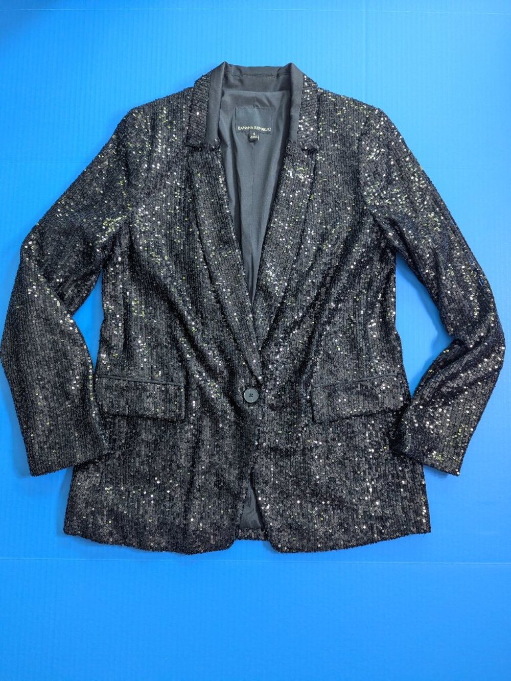 NWOT Banana Republic Soft Sequin Blazer Jacket, Black, Size 6 - Picture 5 of 15